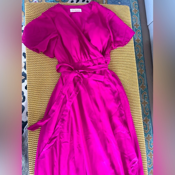 JJs House Dresses & Skirts - JJs House Fuchsia Asymmetrical Wrap Dress